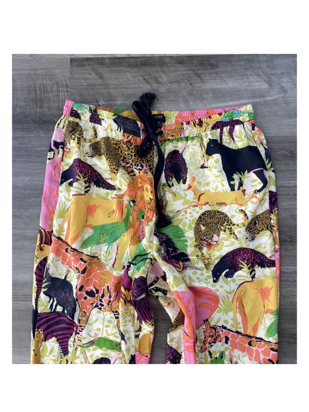 J. Crew Wide-Leg Safari Print Pants - Size 12 - Picture 5 of 6